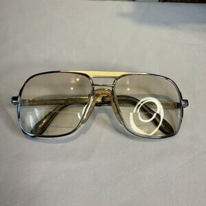 Omega Vintage Men's Designer Eyeglasses FRAMES only Aviator Silver 58/16 145